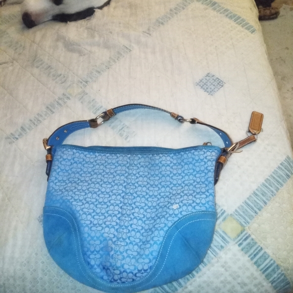Coach Blue Patterned Shoulder Bag - Picture 3 of 3